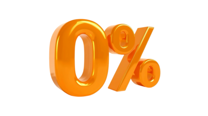 Glossy Orange Zero Percent Sign Display Graphic Element Illustration