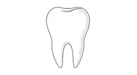 Obraz premium Illustration of a single molar tooth with a visible root structure and a white and gray color scheme on transparent background