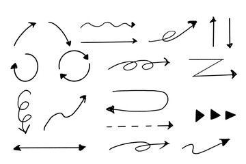 Hand drawn arrow set PNG transparent black