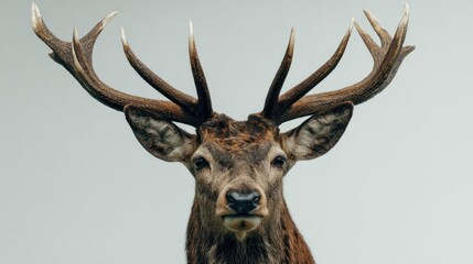 Fototapeta premium Deer portrait against a light gray background