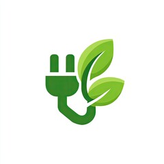 Green Energy Plug Leaves Icon, Eco Power