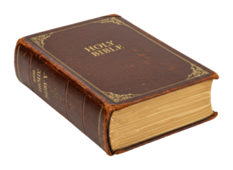 Exploring the holy bible a sacred text revealed in stunning detail library setting perspective. Cut out PNG