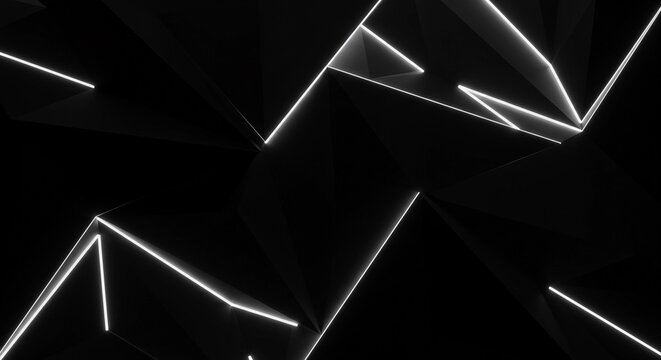 Abstract Neon Light Geometric Shapes on a Black Background