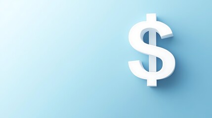 Obraz premium White 3D Dollar Sign on a Light Blue Background Representing Finance and Economy.