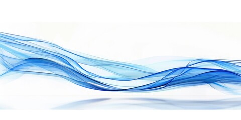 Abstract Blue Wave Flowing on White Background, Design Element