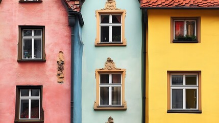 Vibrant Colorful Buildings Facade with Windows