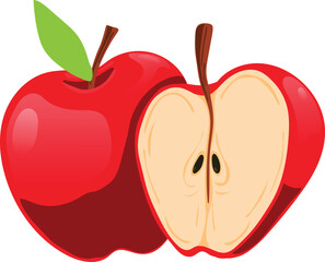 red apple with leaf