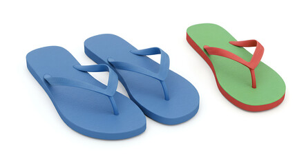 Fototapeta premium flip flops, flip flops on white background, simple and casual for summer and everyday.