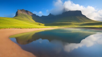 Serene Mountain Lake Reflection Landscape Photography