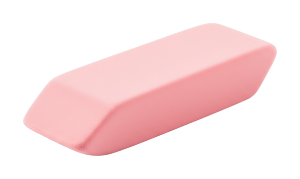 Creative art supplies pink eraser studio workspace product minimalist environment office essentials. Cut out PNG
