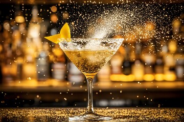 Golden Cocktail Martini Splash Bar Drink