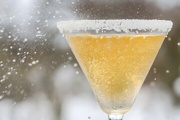 Sparkling Festive Cocktail Drink in Glass with Sugar Rim