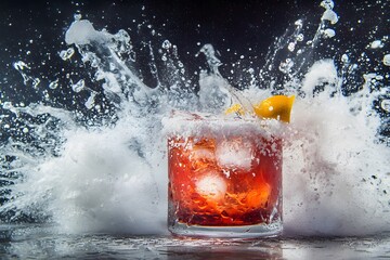 Refreshing Cocktail Splash, Icy Drink with Lemon