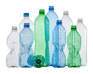 Recycling initiative for plastic bottles urban area studio environment environmental awareness. Cut out PNG