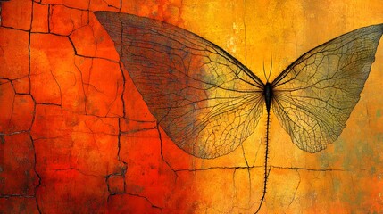 Abstract Butterfly Wings on Cracked Texture Background