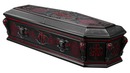 Vampire Coffin with Cross PNG Isolated Halloween Prop