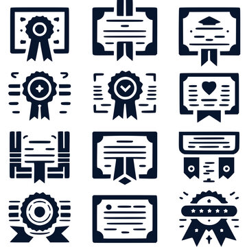 Zertifikate & Auszeichnungen Icon-Set - 7