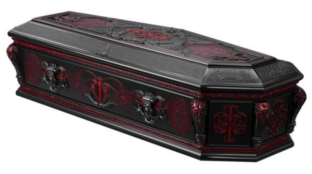 Vampire Coffin with Cross PNG Isolated Halloween Prop