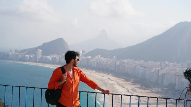 tourist in copacabana rio de janeiro brazil
