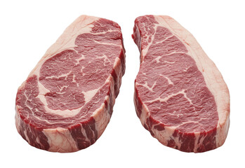 Fototapeta premium Sizzling ribeye steak preparation kitchen food culinary setting gourmet cooking. Cut out PNG