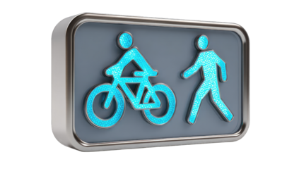 3D rendering of a bicycle and pedestrian sign