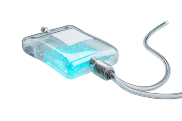 Transparent IV bag with tubing