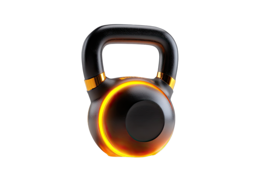Black kettlebell with orange glow