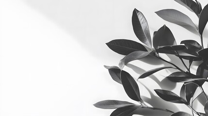Monochrome Botanical Leaves Branch Shadow Aesthetic