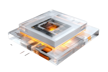 3D rendering of a computer chip