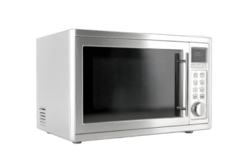 Modern microwave oven, stainless steel finish