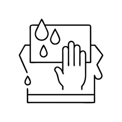 Obraz premium Wet wipe icon with hand and water droplets
