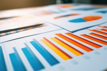 Colorful Business Charts and Graphs on Paper