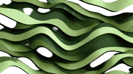Abstract, wavy, layered surface.  Green tones