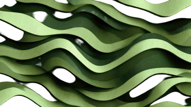Abstract, wavy, layered surface.  Green tones