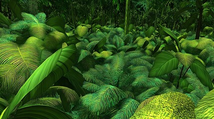 Lush Tropical Jungle Foliage Background Image