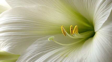 Closeup White Amaryllis Flower Petals Texture