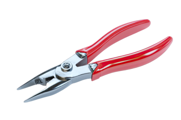 Red-handled, metal-bladed pliers