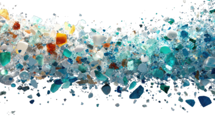 Abstract multicolored glass fragments, flowing design