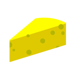 Flat vector illustration of cheese slice with holes, simple and clean design ideal for food graphics, packaging, and culinary projects.