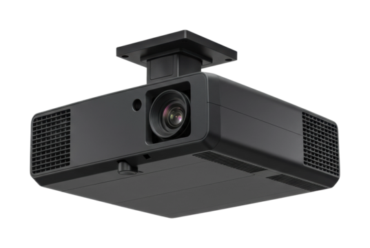 High-quality projector installation for business events in modern offices aesthetic environment professional viewpoint. Cut out PNG