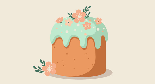 Baking delight floral cake decorating workshop cozy kitchen tutorial warm atmosphere creative craft. Vector illustration