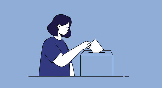 Voting action civic engagement digital illustration minimalistic environment front view democratic process. Vector illustration