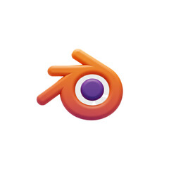 A vivid 3D Render of the blender logo, showcasing a gradient of colors and a minimalist design