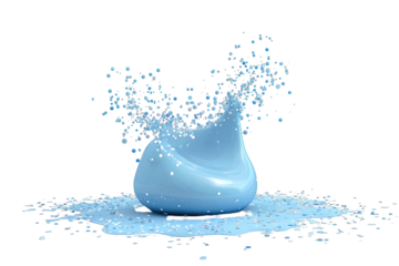 Light blue liquid droplet exploding