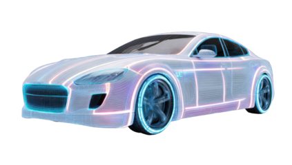 Futuristic, translucent car