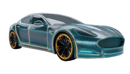 Futuristic car wireframe