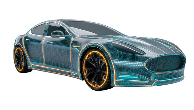 Futuristic car wireframe