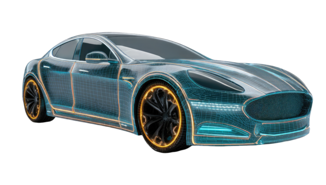 Futuristic car wireframe