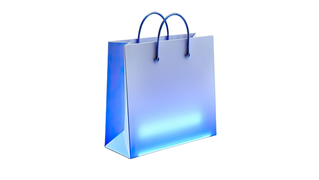 3D rendering of a light-blue shopping bag