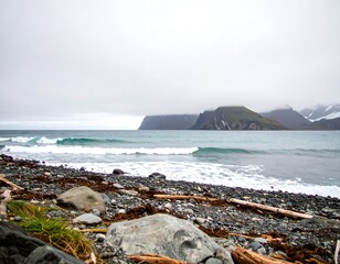 Coastal scene of a gray day